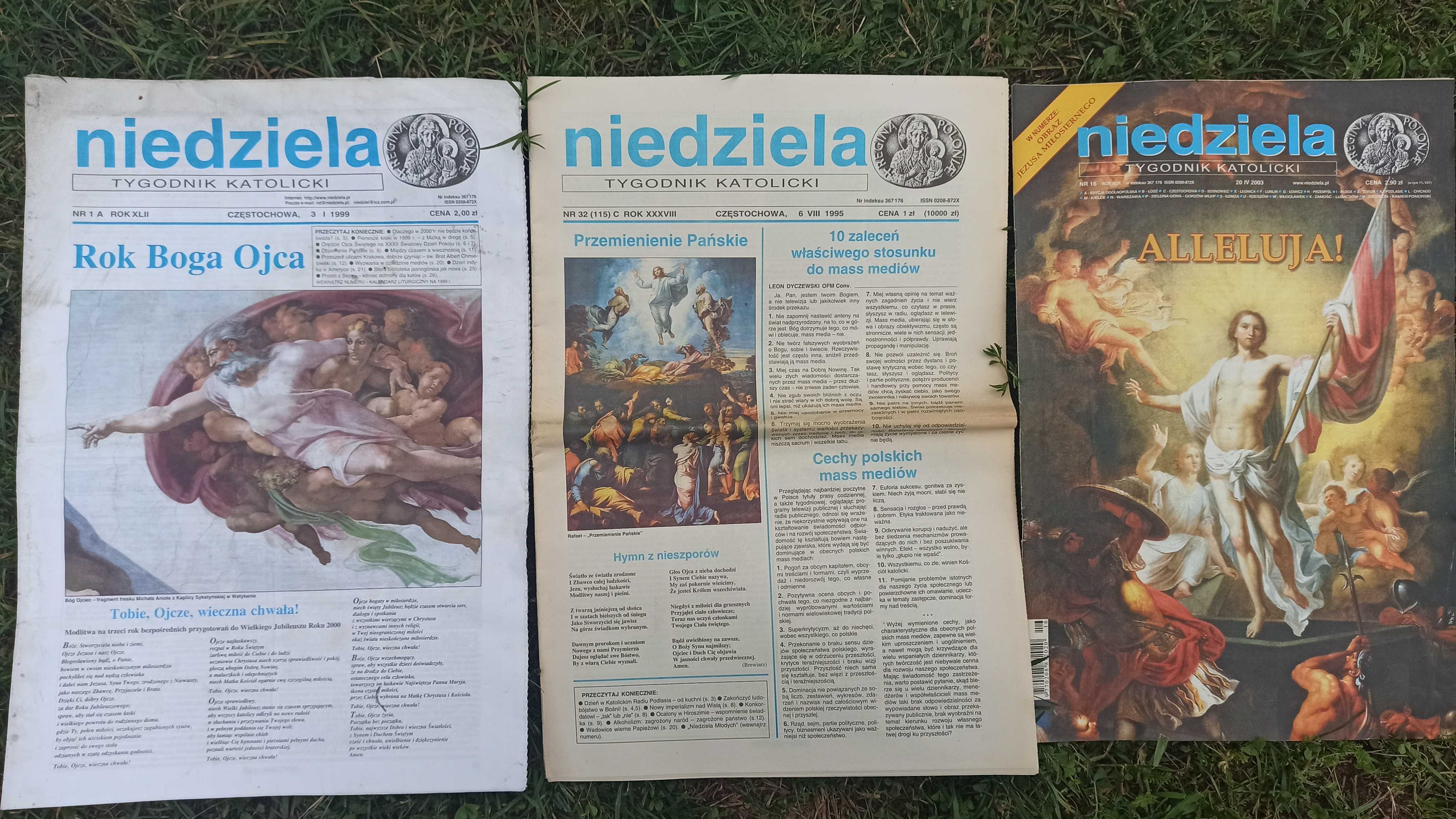 Tygodnik katolicki "Niedziela" + gazety dotyczące śmierci Jana Pawła 2