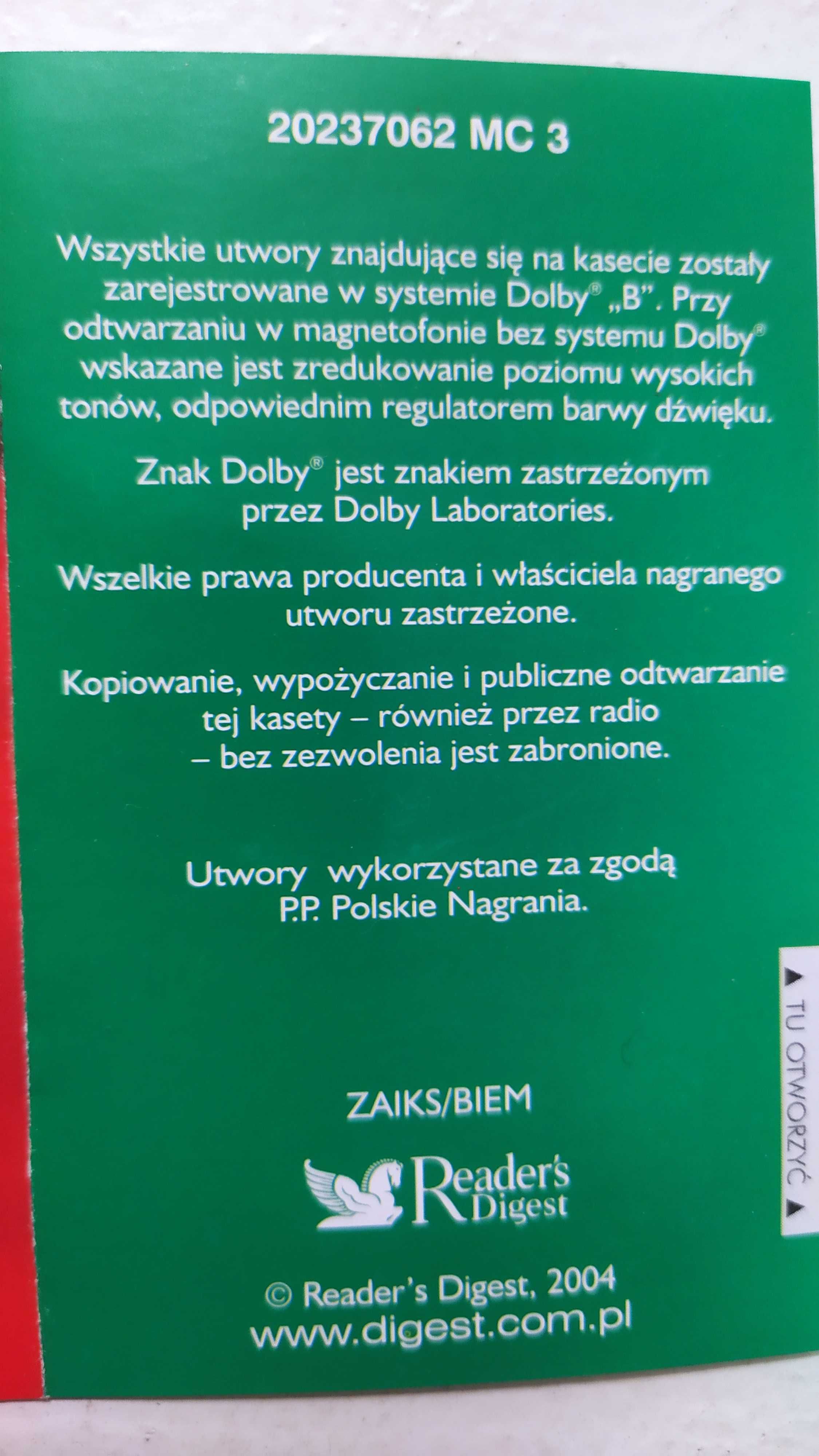 Najpiękniejsze Polskie Kolędy 3 Reader's Digest Kaseta CC ##