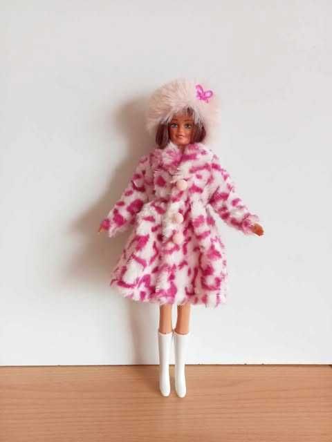 Ubranka lalka Barbie płaszcz-futerko buty-kozaki opaska futrzana