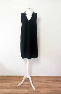 Camaieu czarna prosta luźna sukienka falbanki