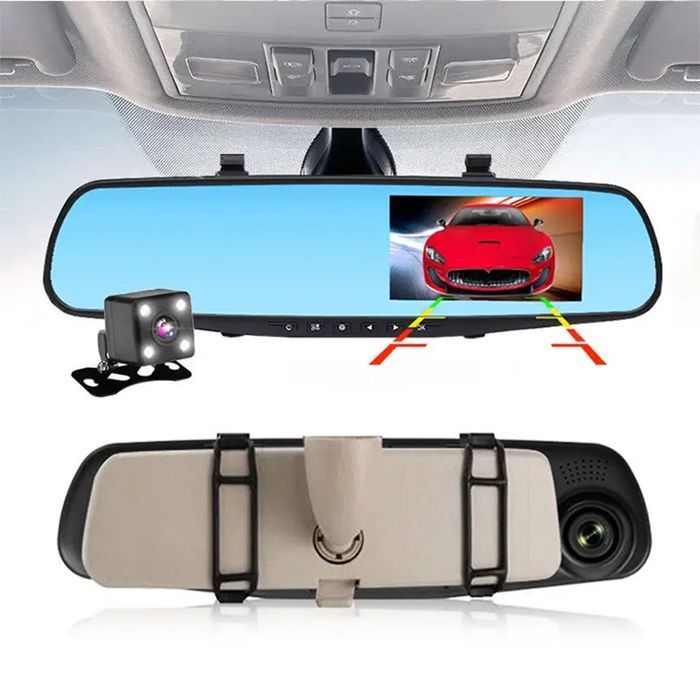 Wideorejestrator samochodowy DVR-01 Lusterko 4,0 cala + kamera cofania