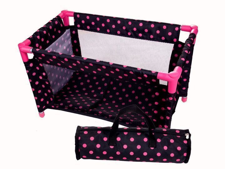 ŁÓŻECZKO Kojec Dla Lalki z Pościelą - 9381 groszki różowe