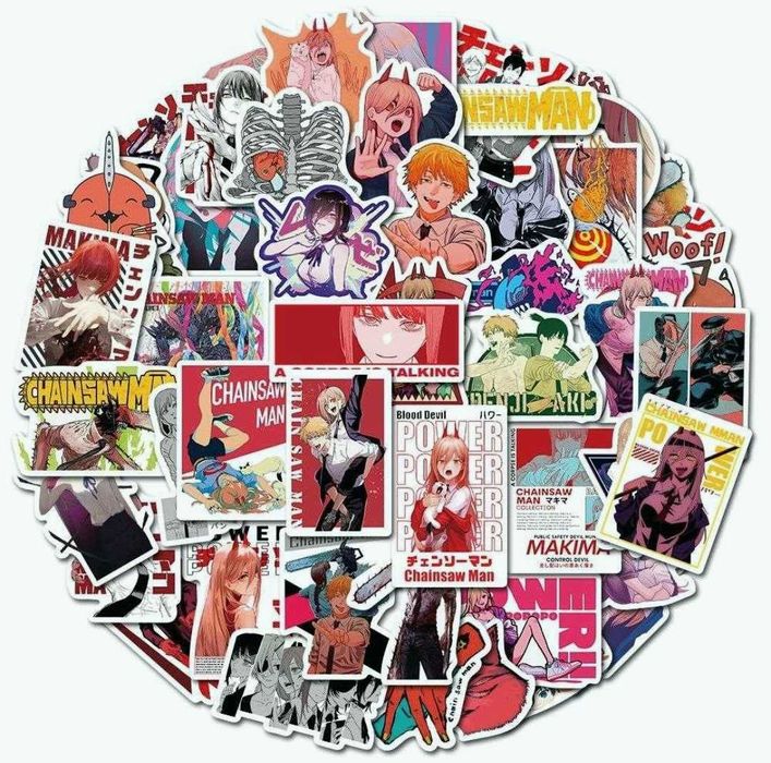 Наклейки стикеры Аниме «Человек-бензопила»  50 шт.