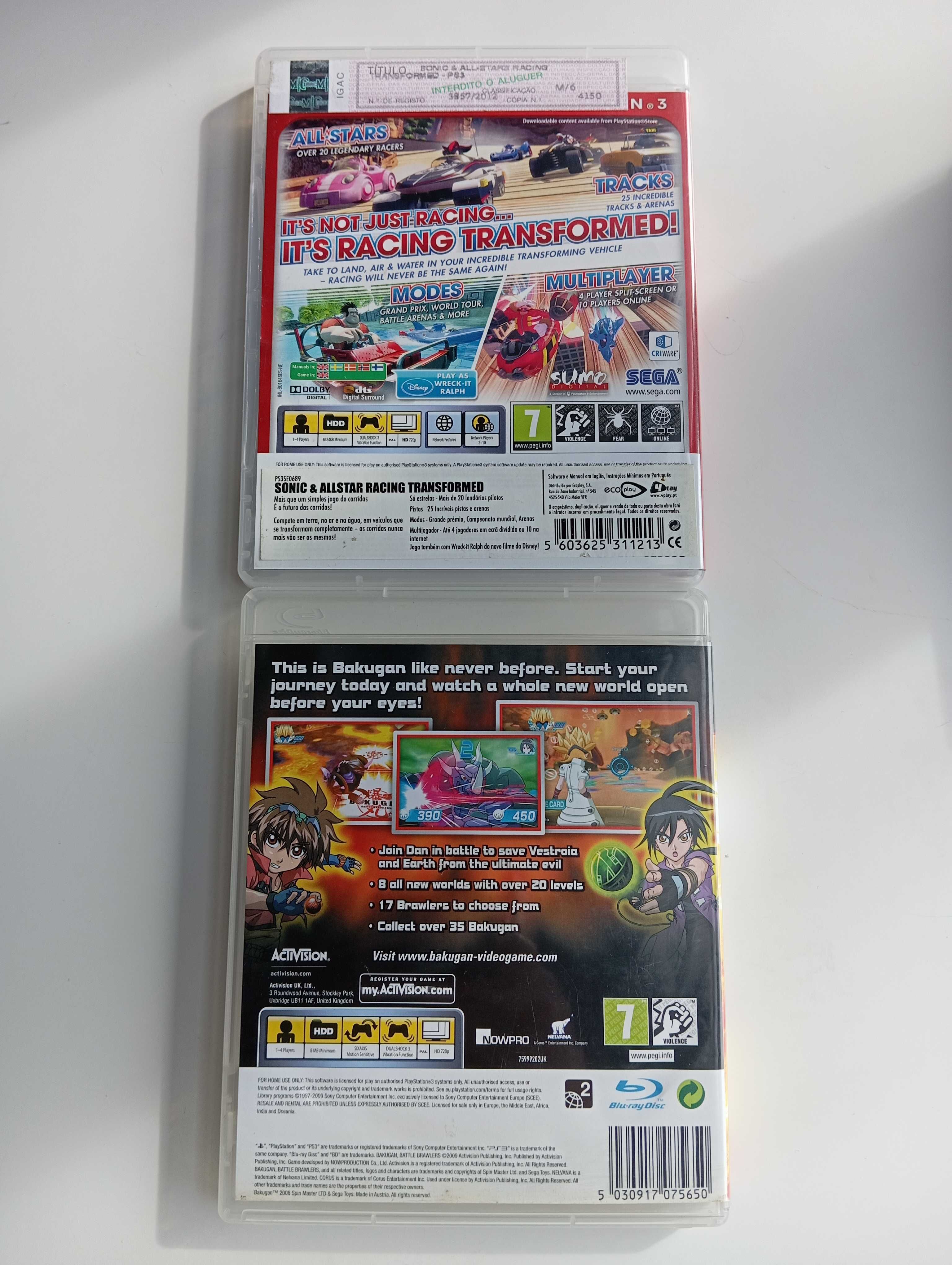 Sonic all-stars racing transf. + Bakugan battle br., PS3 PlayStation 3
