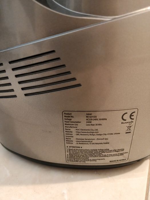 Wyciskarka wolnoobrotowa Kuvings NS-621 CES