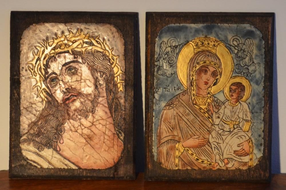 Quadros Artesanais em Madeira–Virgem Maria e Jesus – Origem: Bulgária