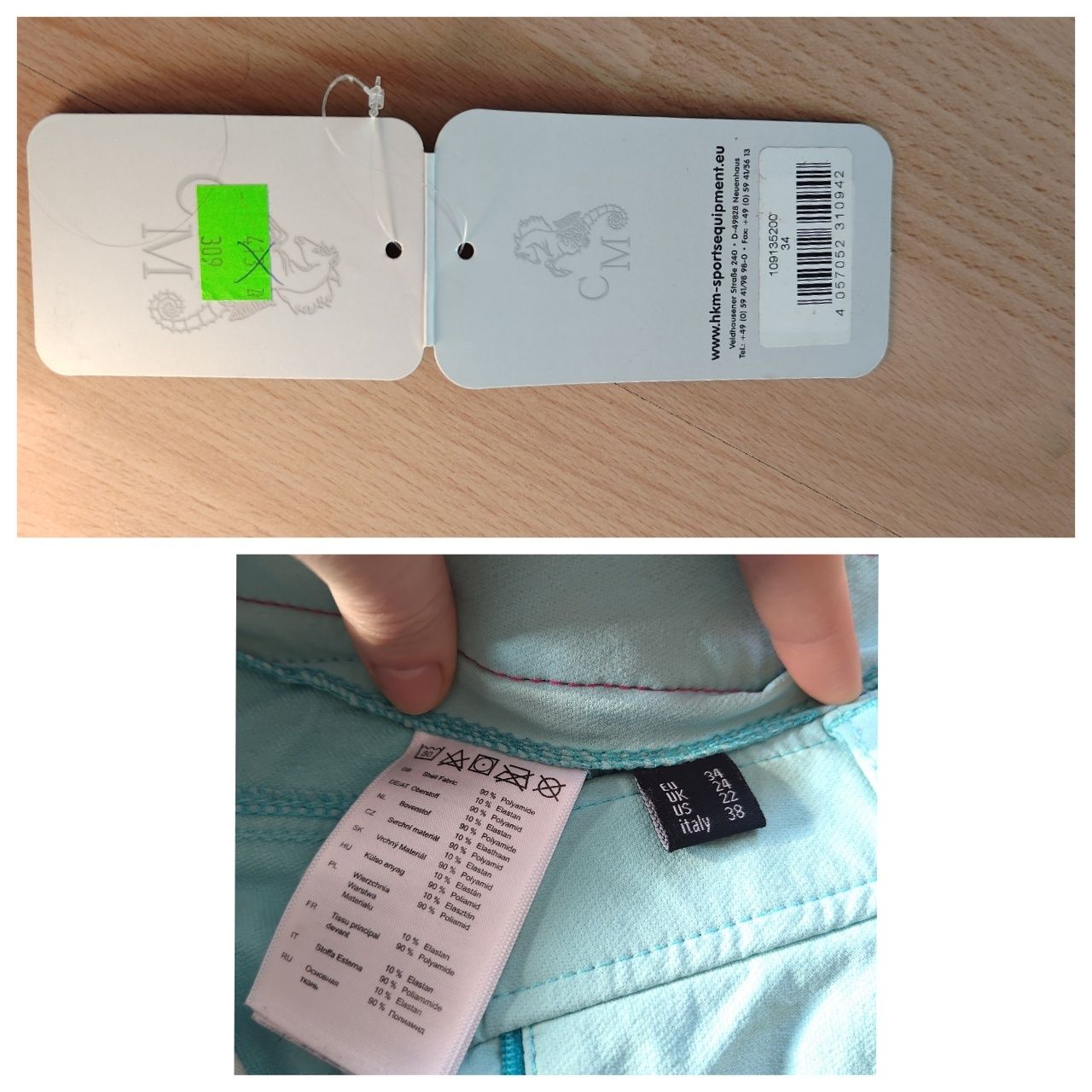 Bryczesy damskie 34 XS bardzo jasnyniebieski HKM CM