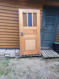Drzwi drewniane folklor retro góralskie metalowa klamka