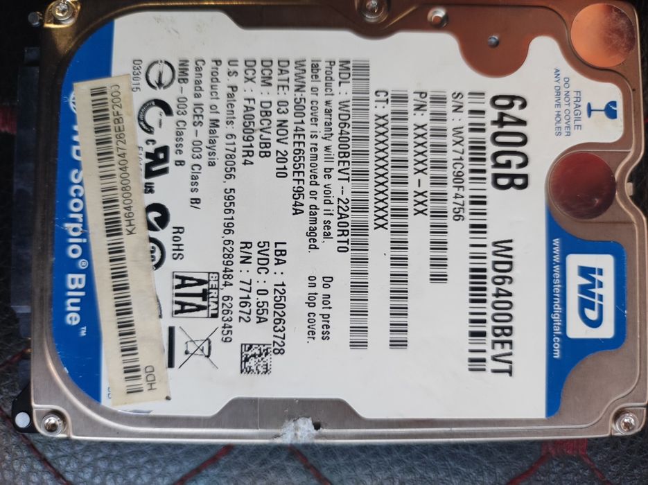 WD640BEVT Жёсткий диск