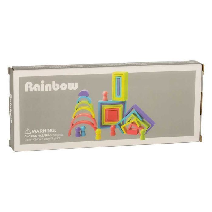 Klocki Drewniane Edukacyjne Tęcza Puzzle Montessori Kolorowe