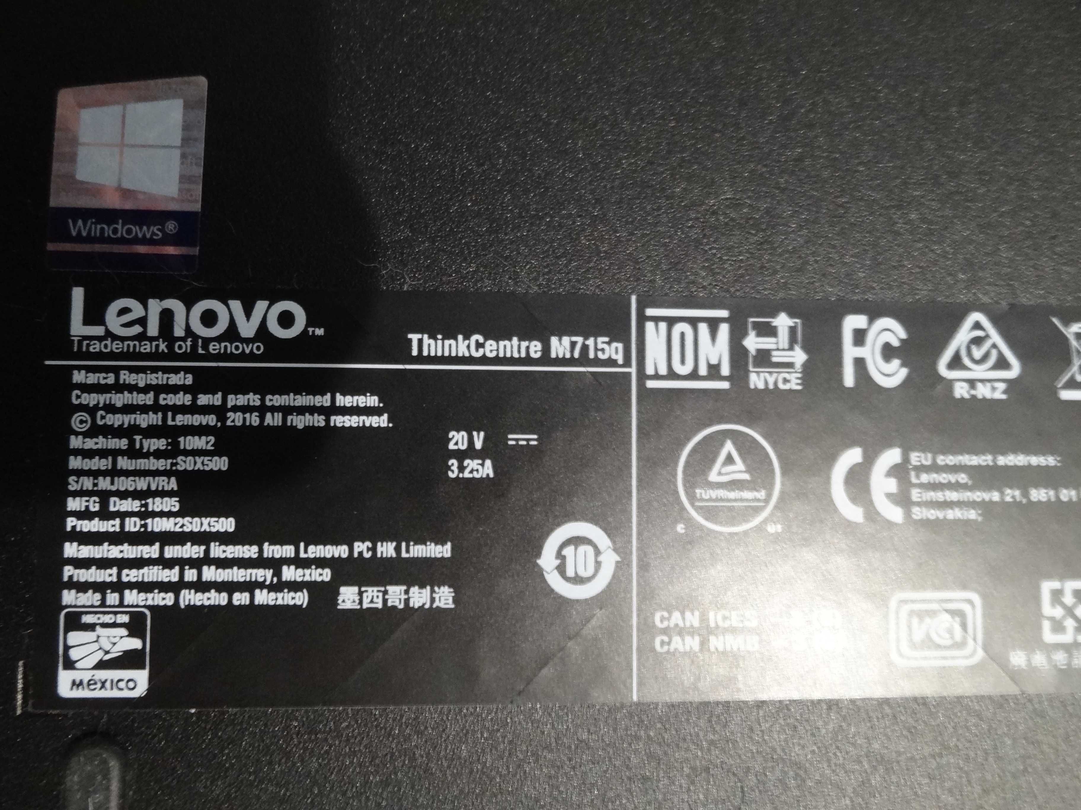 Lenovo M715q ThinkCentre МиниПК A12-9800E 12core  4+8, м.2 slot