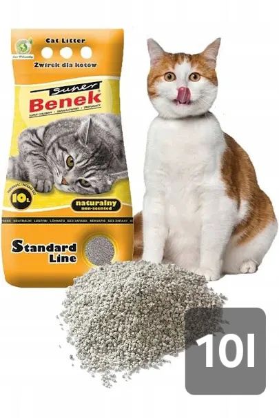 Benek 10l + Gratis, Żwirek dla Kota Standard Piasek Kuweta Kitten Kot