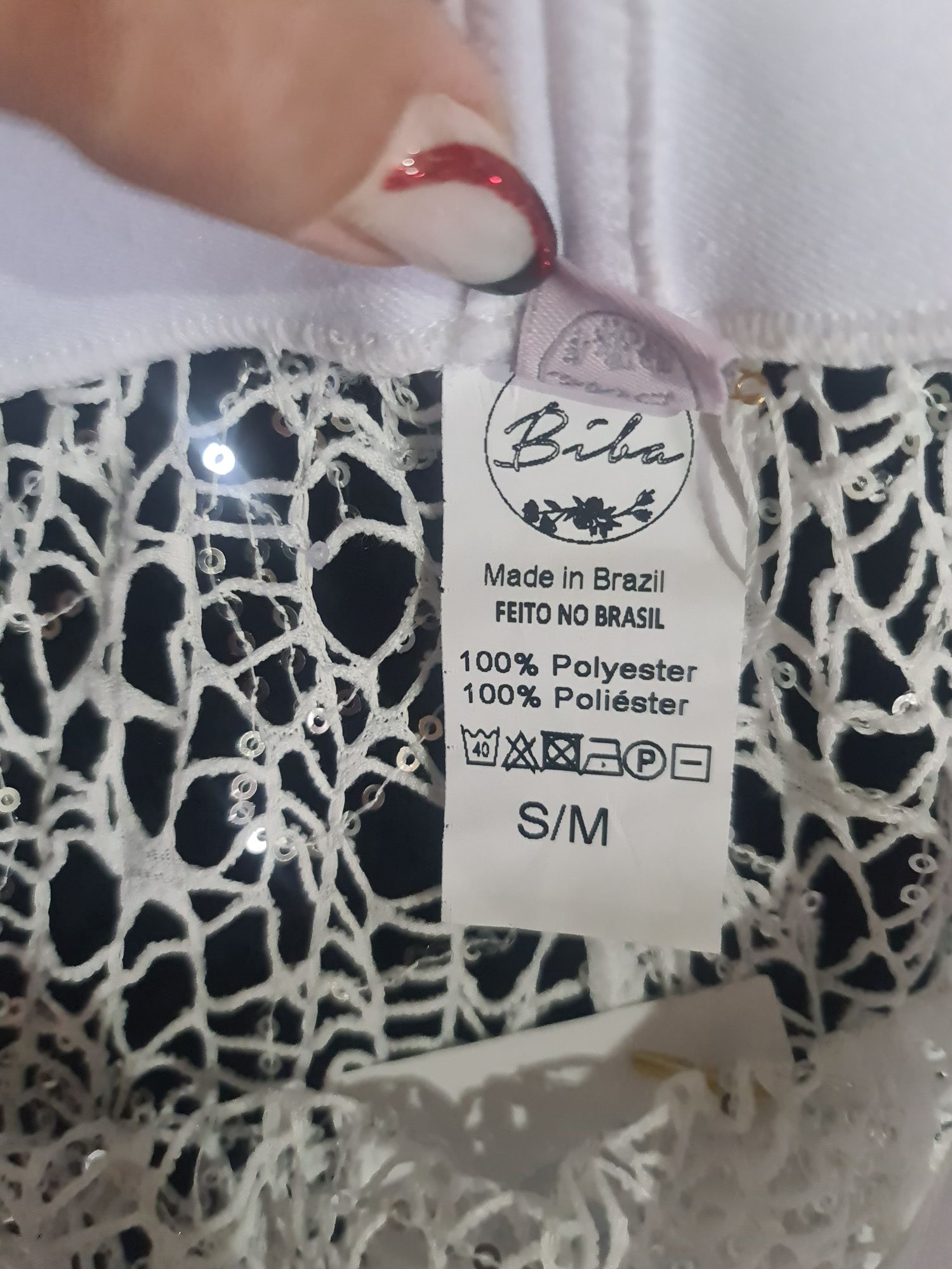 Pantalonas transparentes brancas com lantejoulas prata