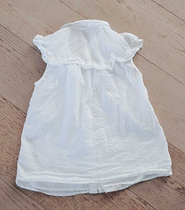 Koszula NEXT 10 lat 140 dla dziewczynki bawełna dłuższa biała