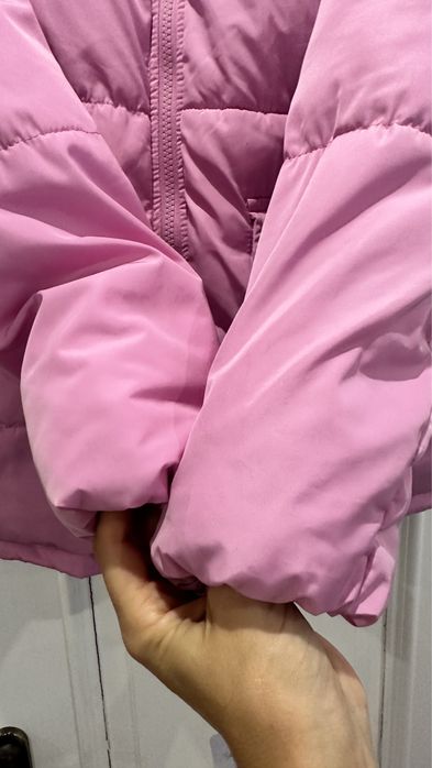 Куртка розовая пуховик осень   зиму  барби пуффер   капюшон парка only