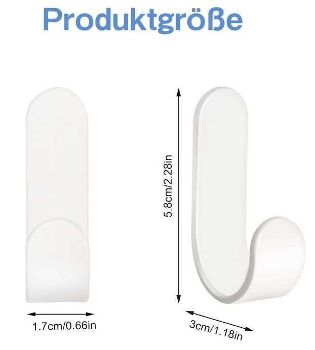Haczyki samoprzylepne 17 sztuk białe AOROPS