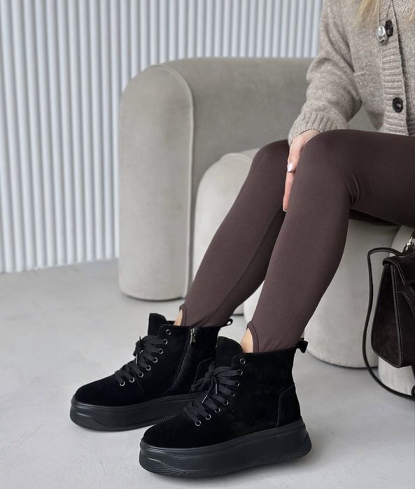 Женские зимние замшевые ботинки