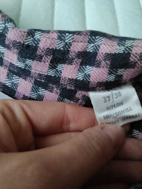Koszula vintage, bawełna, kratka, pepitka