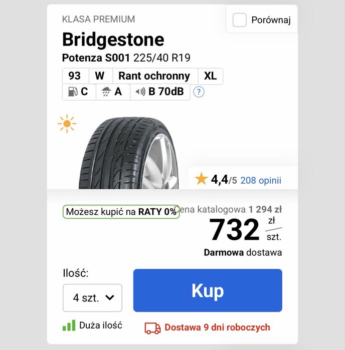 BRIDGESTONE POTENZA S001 225/40/19 nowe 4025