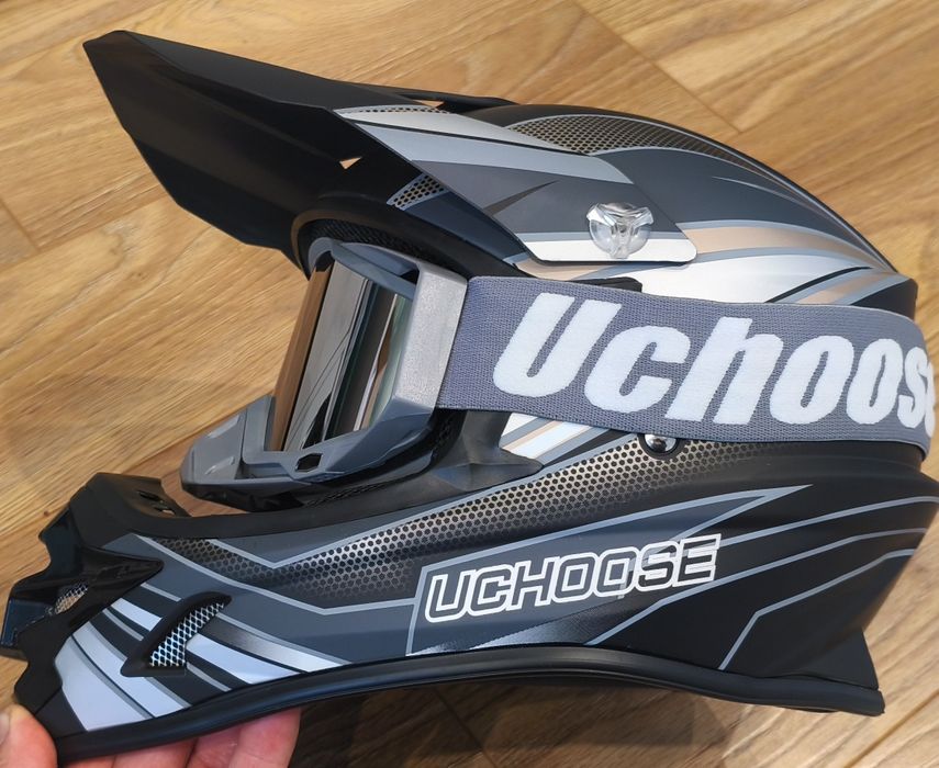 NOWY Kask cross okulary gogle na rower hulajnogę Uchoose rozmiar M