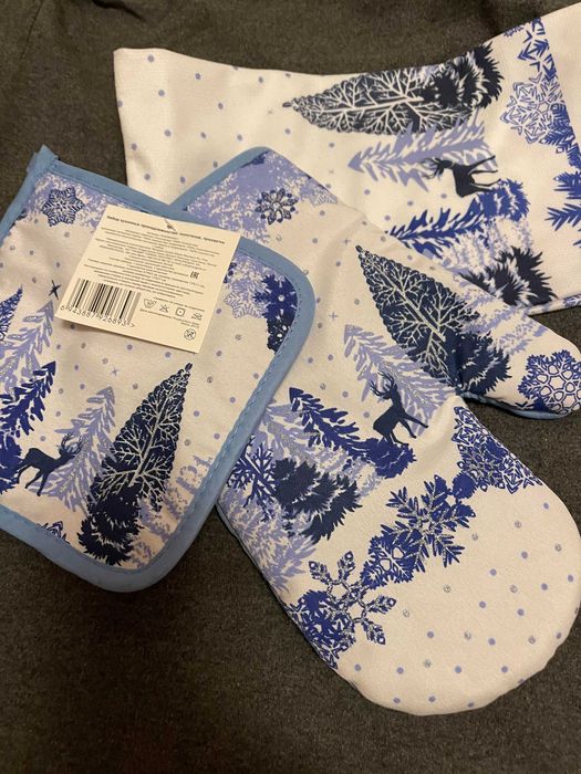 Набір прихватка, рукавица, рушник для кухні - новорічний подарунок