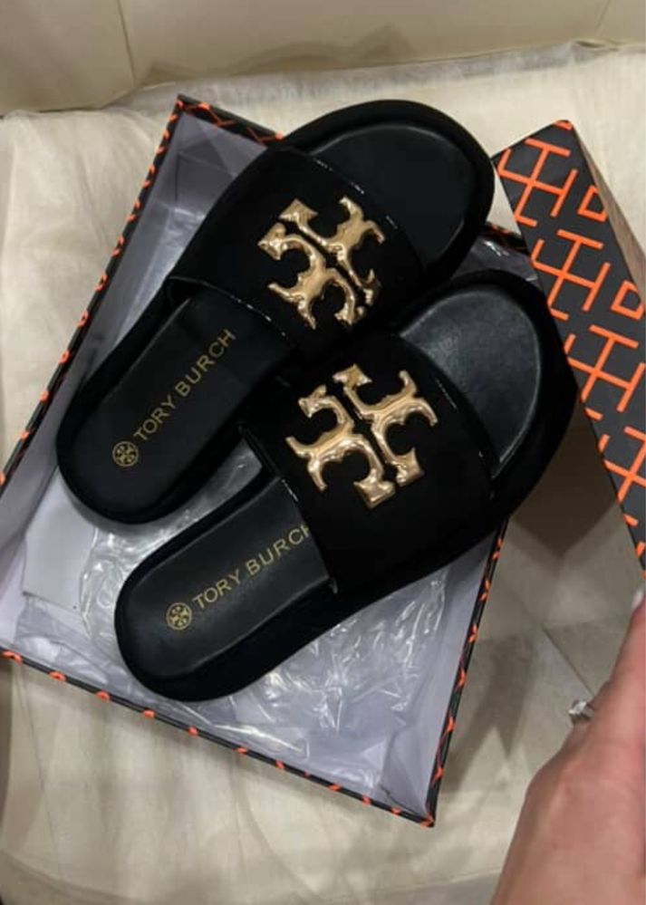 Шльопки шльопанці Tory Burch натуральні замш і шкіра