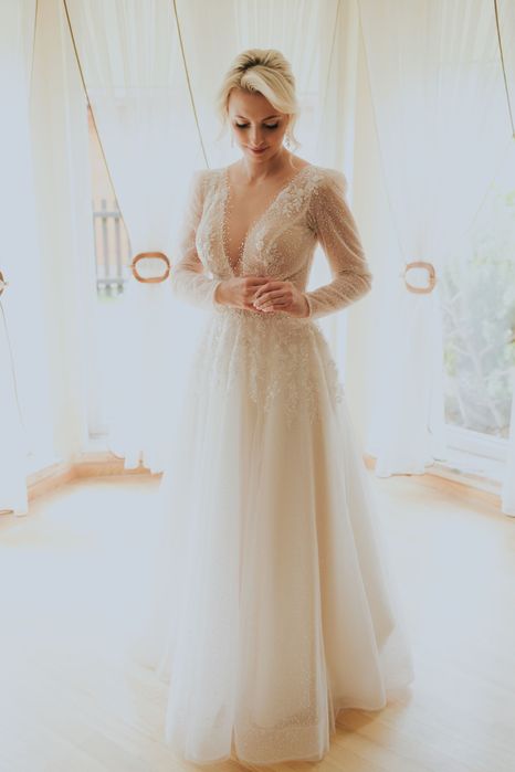 Suknia ślubna "Gloria" z długim rękawem Warszawa