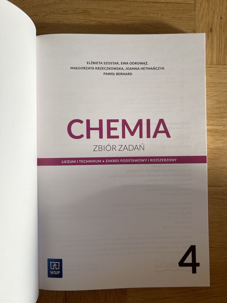 Chemia zbior zadań klasa 4 WSIP