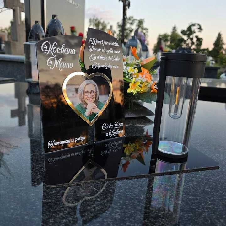 WIECZNY ZNICZ SOLARNY Ze Zdjęciem Cmentarz dla Mamy Taty Babci Dziadka
