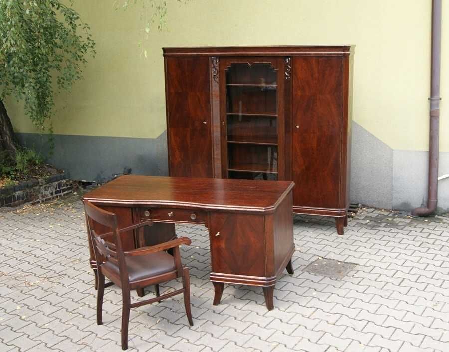 Okazały Gabinet _ Biblioteka + Biurko + Fotel _ po renowacji _ antyki