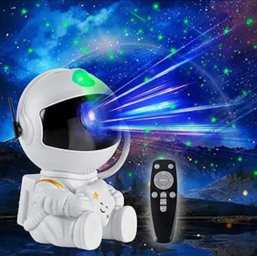 Lampka Nocna Astronauta Projektor GWIAZD 8 trybów Regulacja 360° Timer