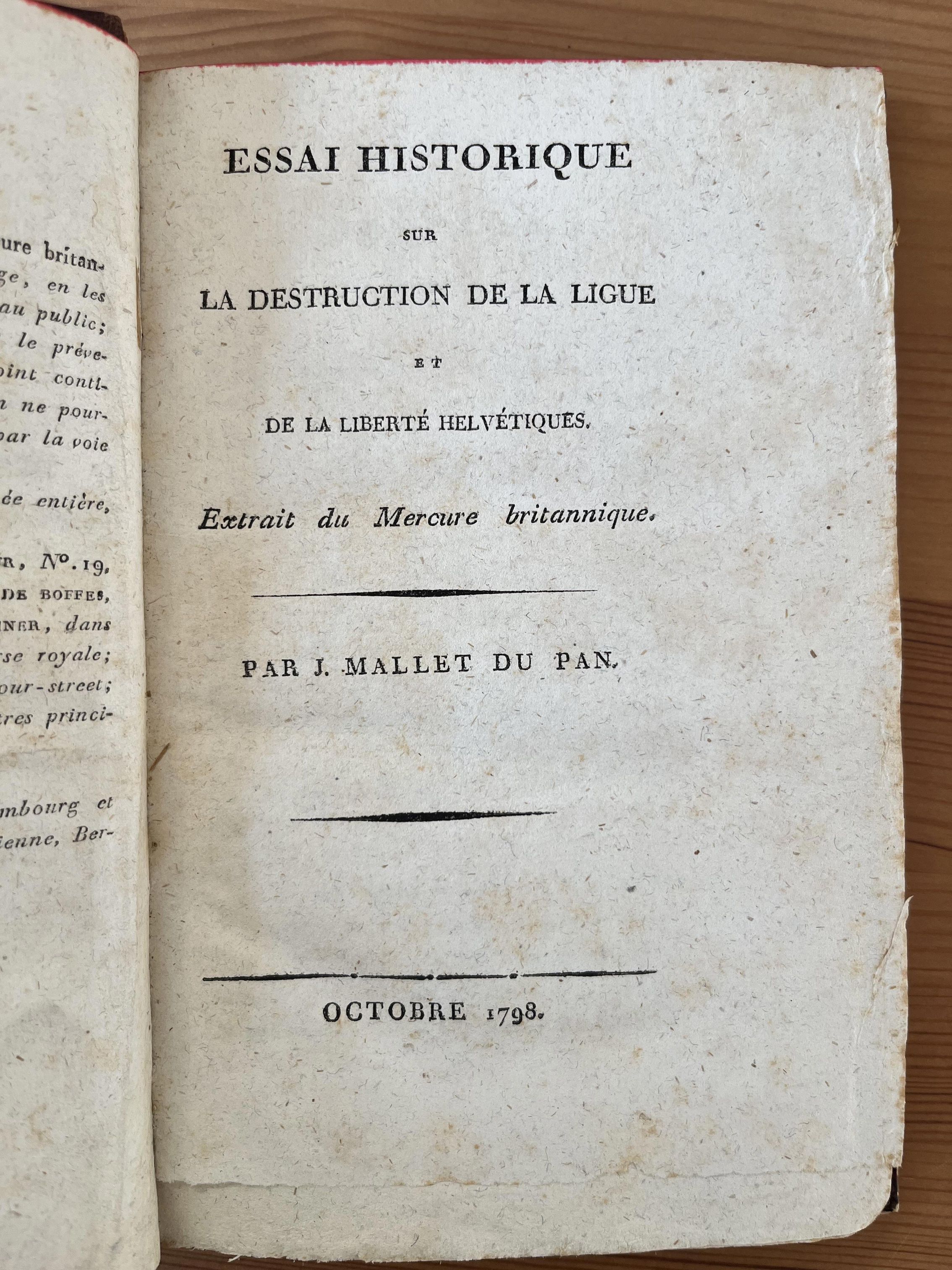 Essai Historique Sur La Destruction De La Ligue - 1798 - Mallet du Pan