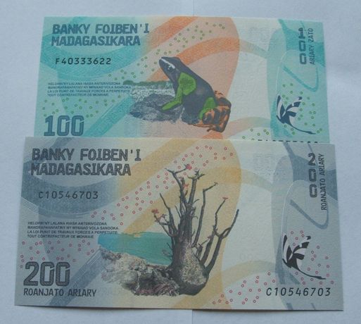 Banknoty MADAGASKAR NEW - Z PACZKI BANKOWEJ - Zestaw Kolekcjonerski
