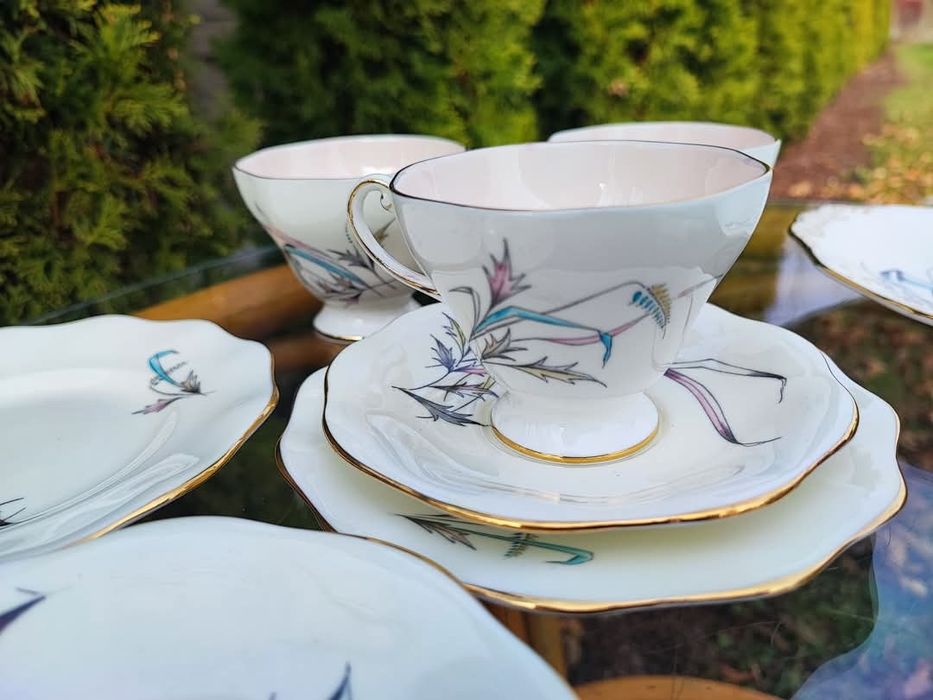 Angielska porcelana kostna  ЕSTABLISHED  trio śniadaniowe bone China