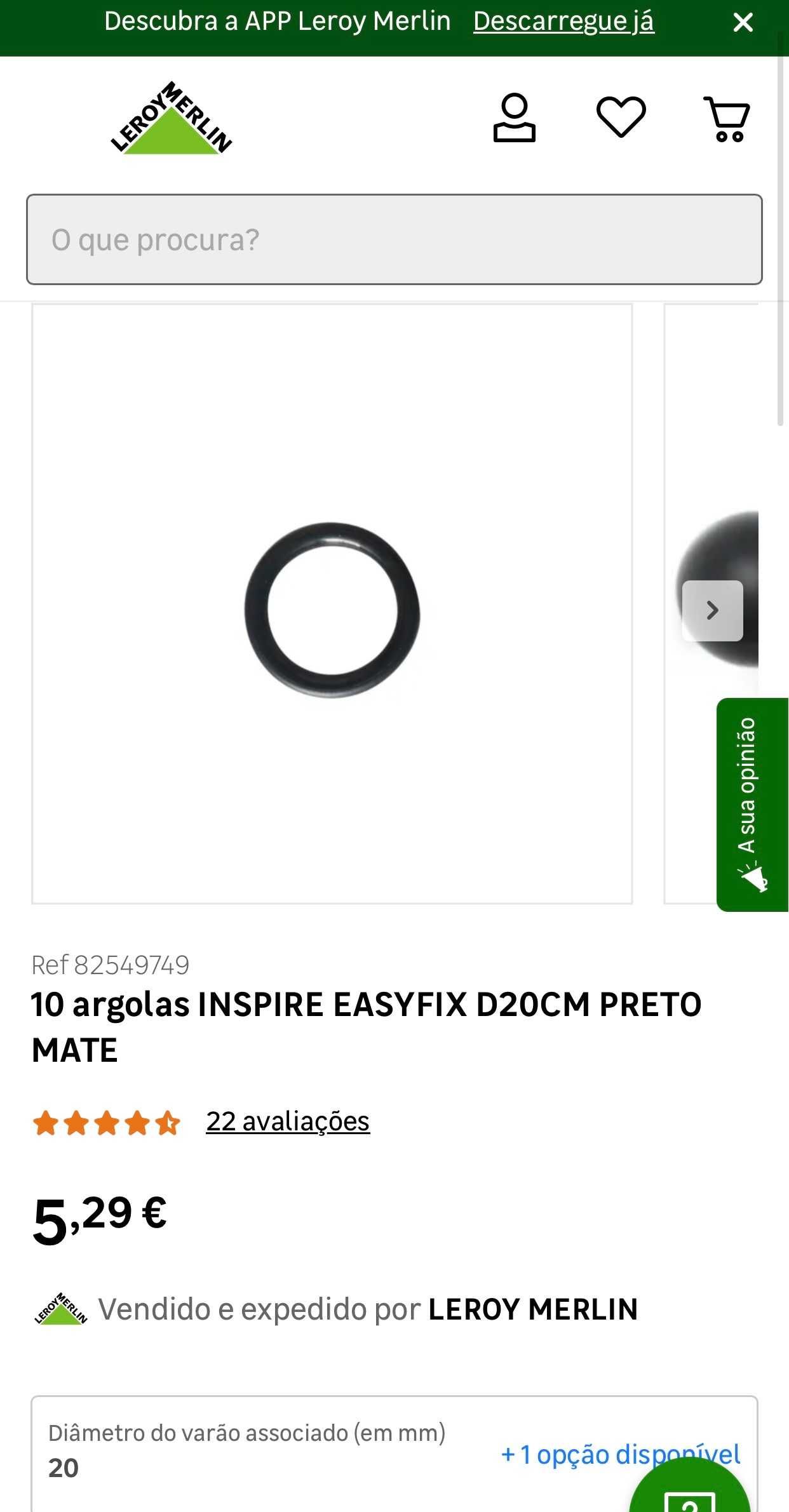 Argolas de cortina em metal preto