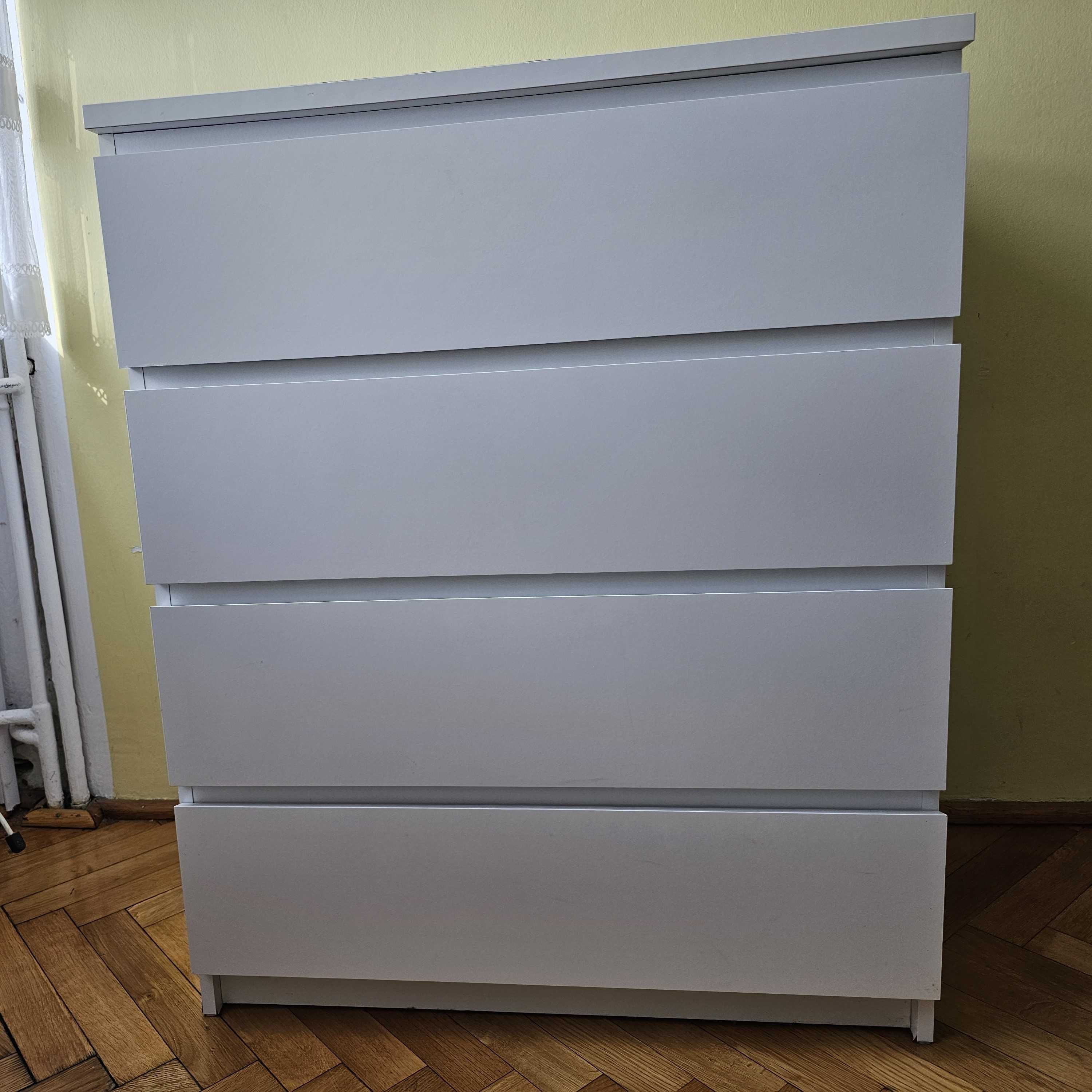 Komoda 4 szuflady, Ikea Malm – kolor biały.