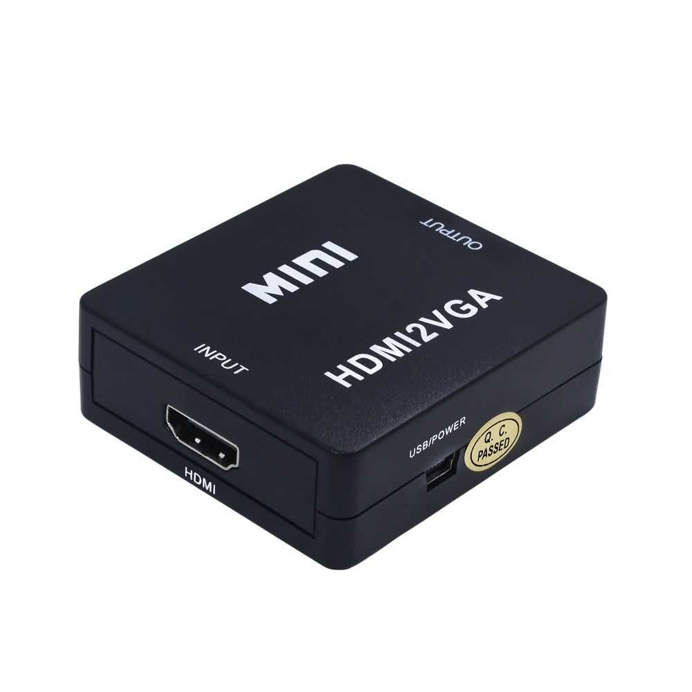 Conversor VGA p/ HDMI ou HDMI p/ VGA (Video+Audio) PC/DVD/HDTV 1080P