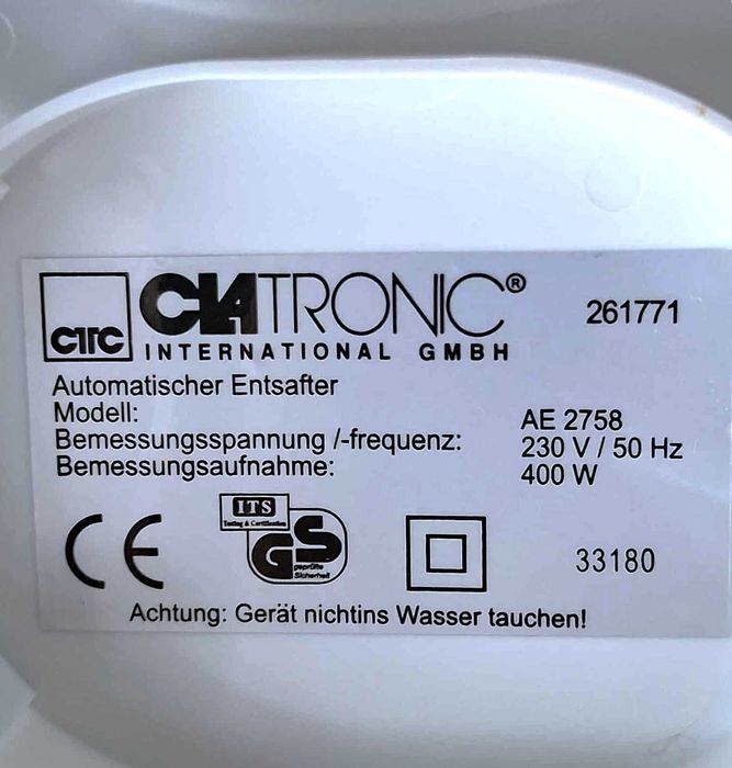 Sokowirówka Clatronic AE 2758, 400W