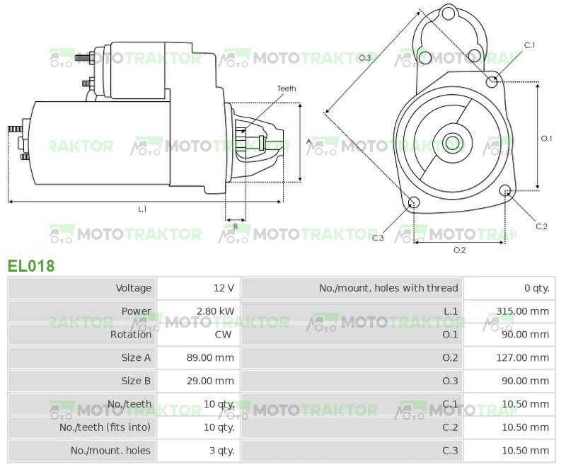 Rozrusznik JCB 3CX 4CX Massey Ferguson 3085,3120,3680,3690,6180,8110