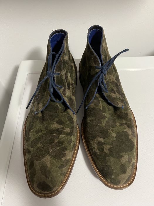 Zielone khaki moro zamszowe męskie sztyblety botki Ted Baker roz. 42