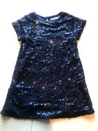 Vestido de lantejoulas azul-marinho 4 anos