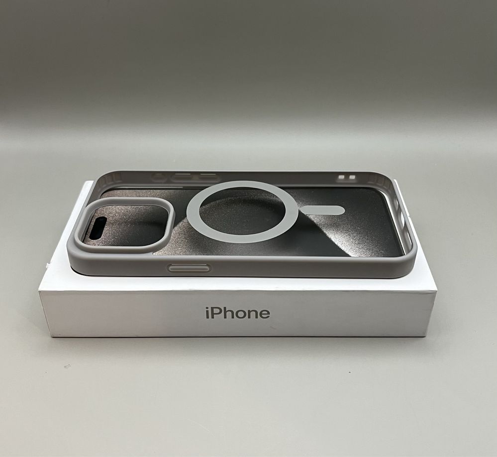 Чехол iPhone 15 Pro natural titanium MagSafe, 14 pro grey, не желтеет