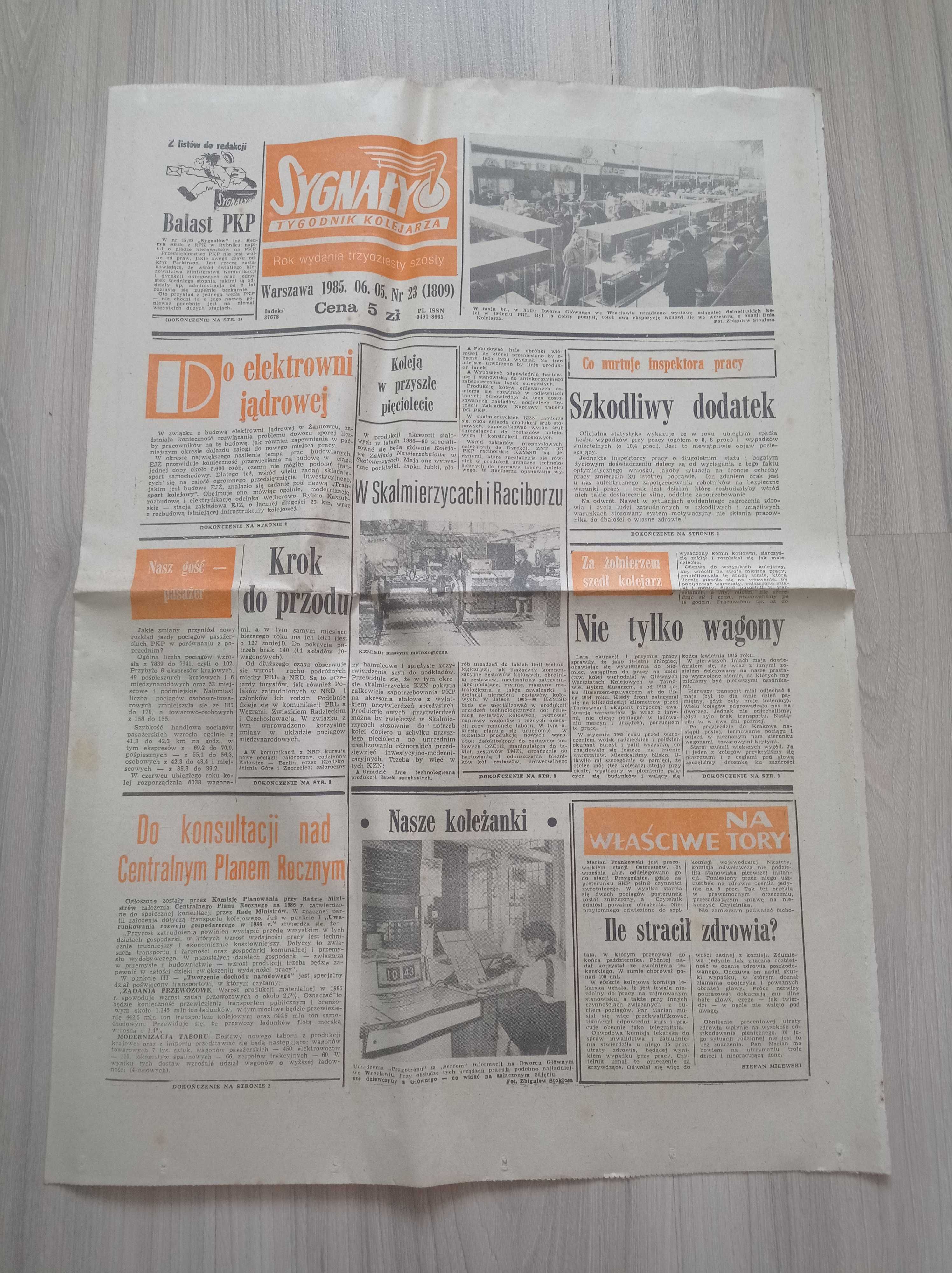 Sygnały tygodnik kolejarza nr 23/1985, 05.06.1985