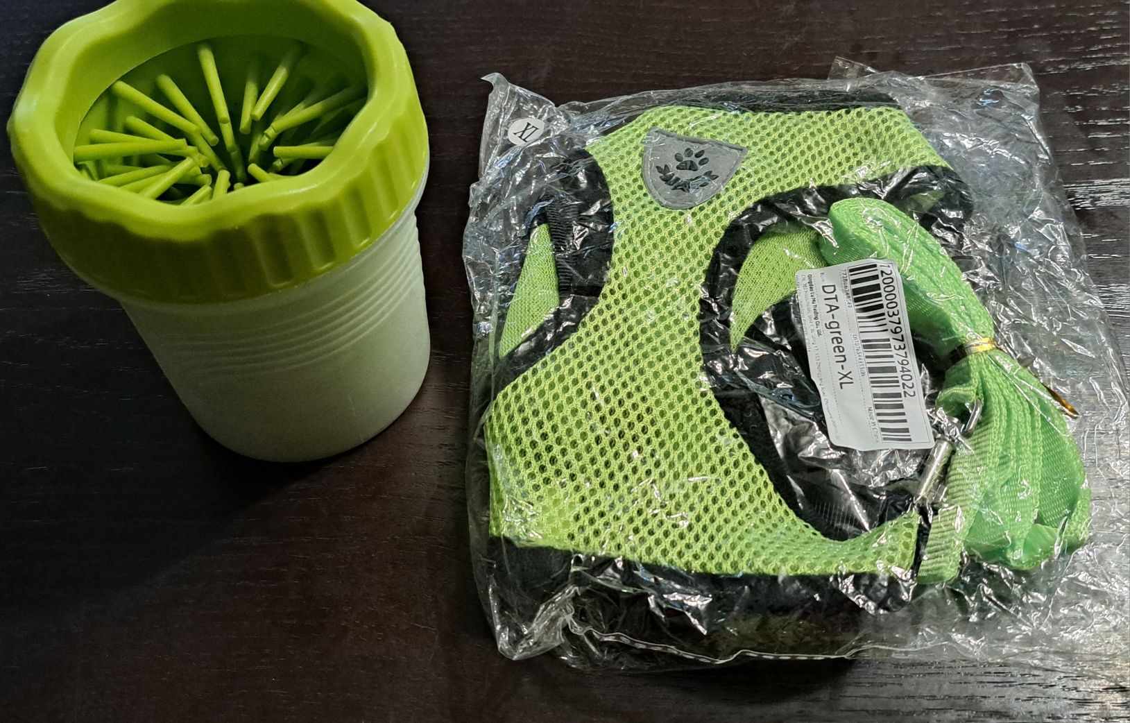 Szelki dla pieska zielone XL + myjka do łap