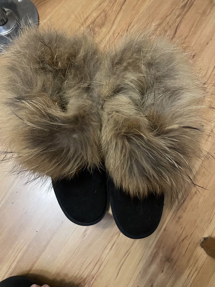 Buty sniegowe skorzane zamsz futerko jak ugg naturalne 39