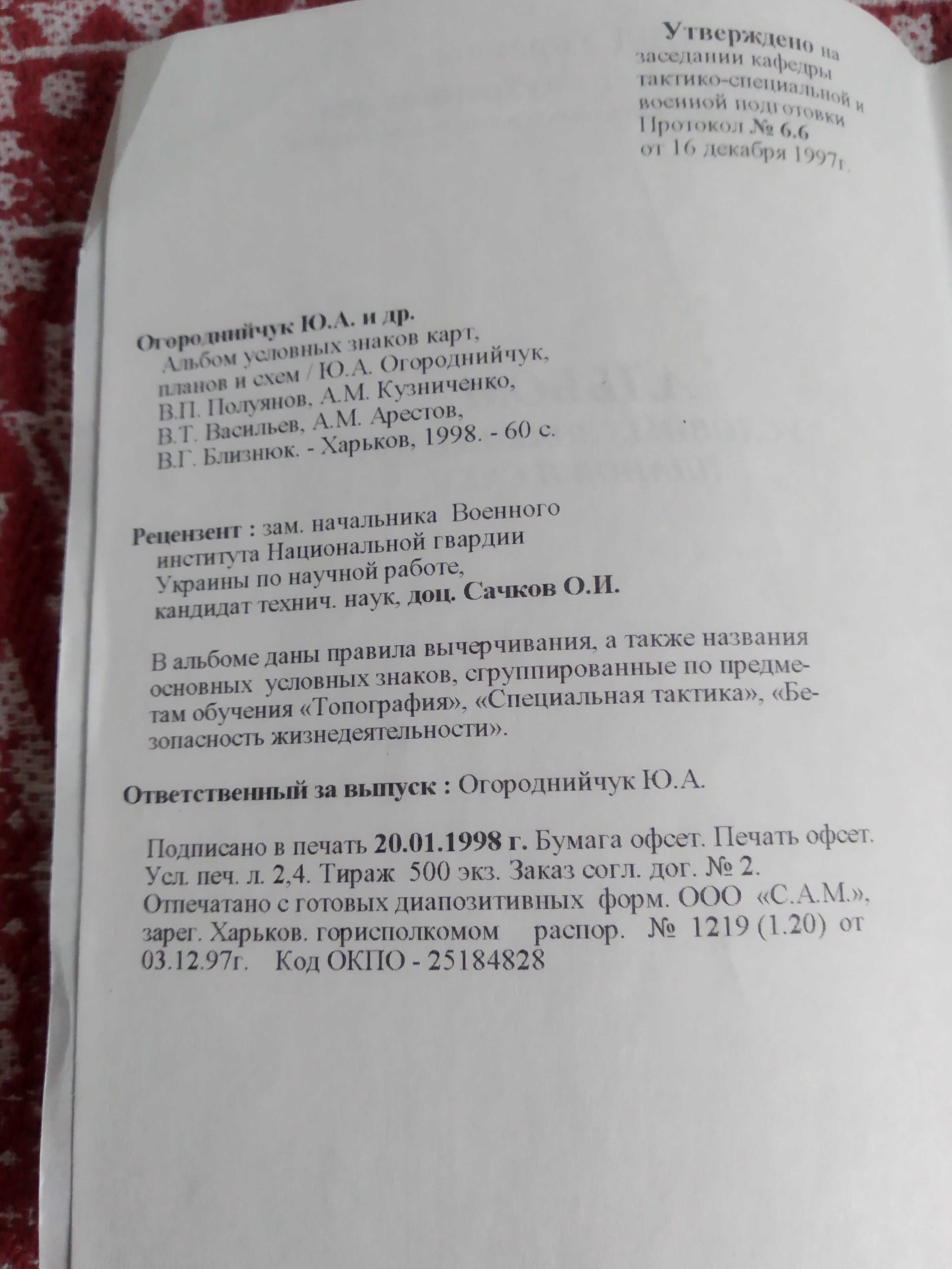 АЛЬБОМ условных знаков карт, планов и схем_ 1998г._вычерчивания