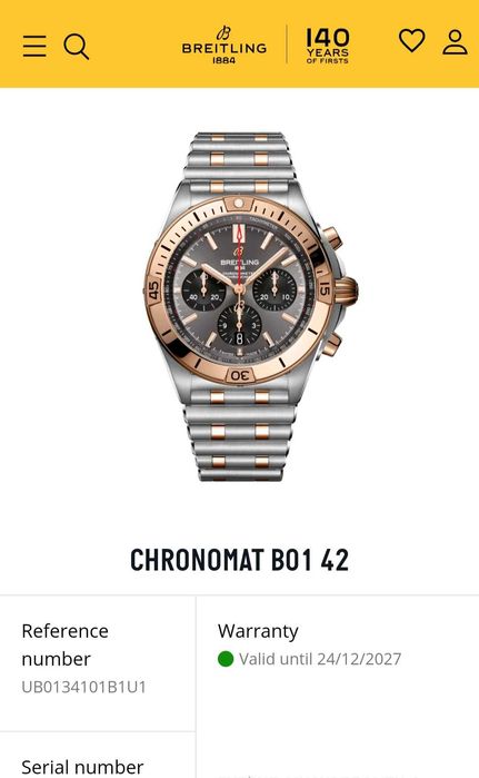 Breitling Chronomat B01 Chronograph 42 Stal-Złoto 18K / 2022