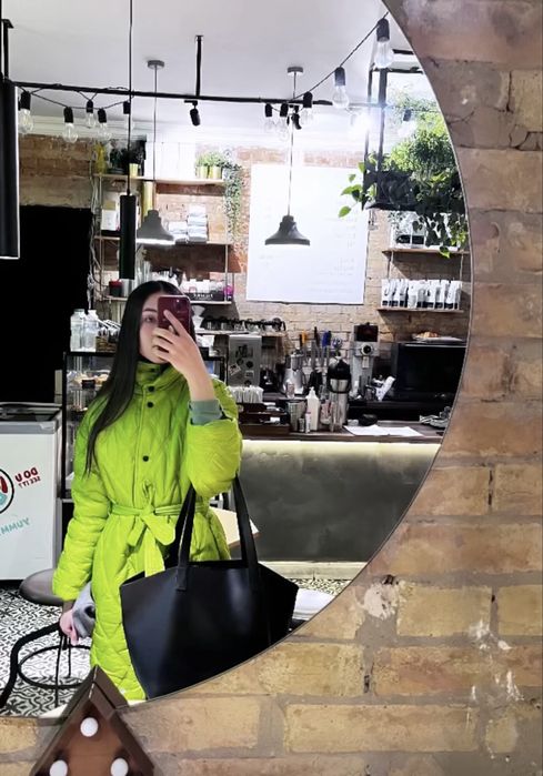 Зелене довге пальто