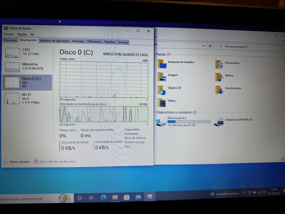 Portátil Toshiba Pro L650 8 Gb RAM Disco SSD