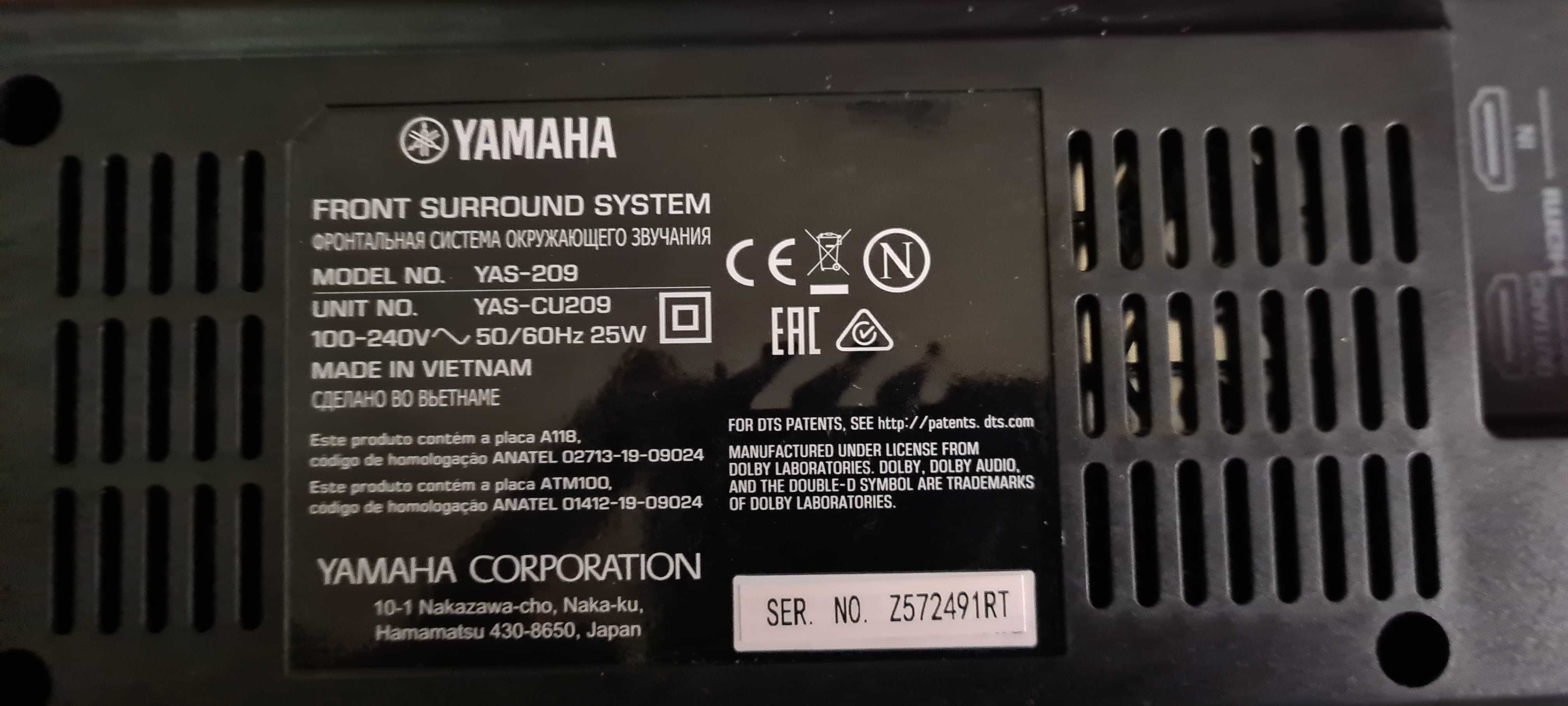 Soundbar Yamaha yas 209